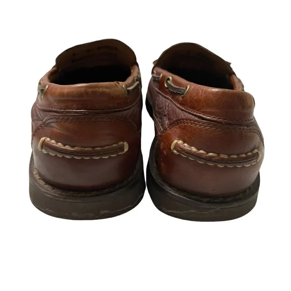 L.L. Bean Mens Brown Leather Allagash Academia Y2K Slip On Loafer Shoes Size 9